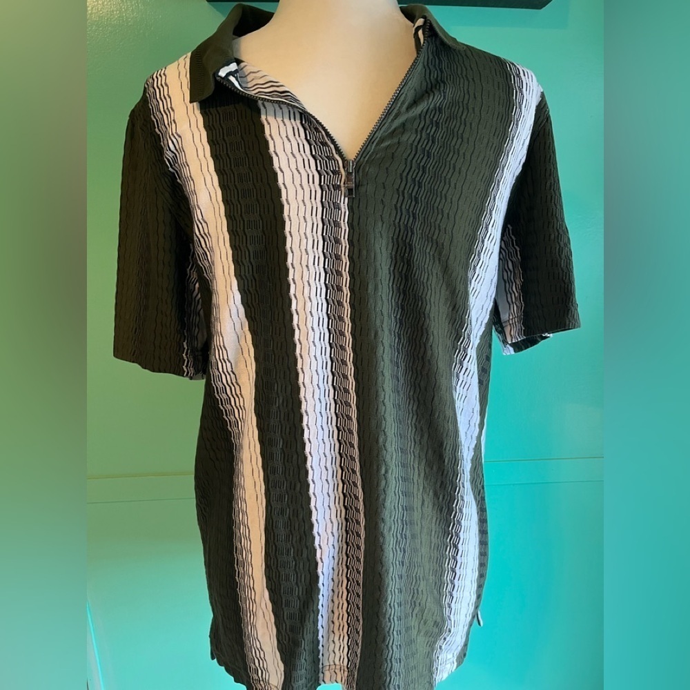 Ted Baker London 3/4 zip collared short sleeve patterned shirt new